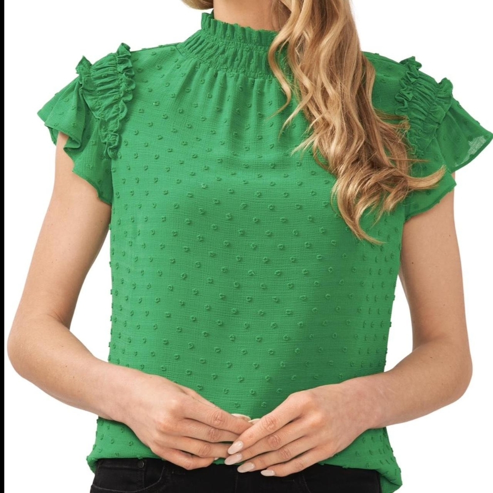 CeCe ruffle mock neck top